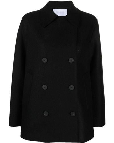 Harris Wharf London Double-breasted Buttoned Wool Jacket - Black