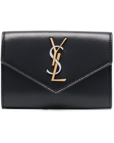 Saint Laurent Ysl Logo-plaque Leather Bag - Black