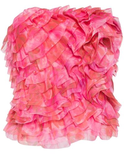 Aje. Charmed Ruffled Strapless Top - Pink