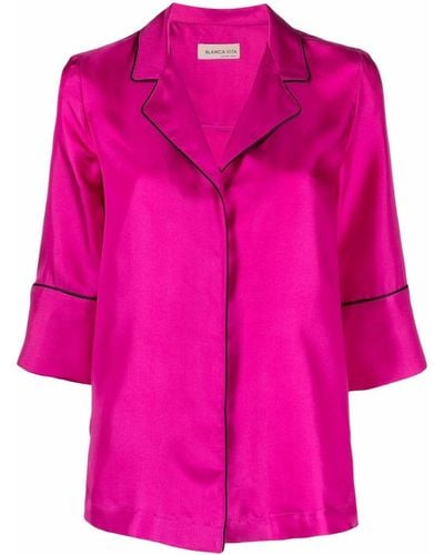 Blanca Vita Satin-effect Pajama-style Shirt - Pink