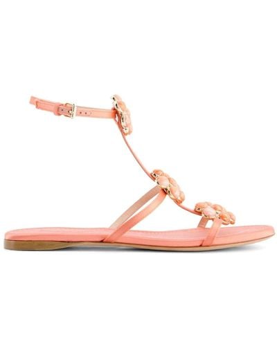 Giambattista Valli Flower-detailing Leather Sandals - Pink