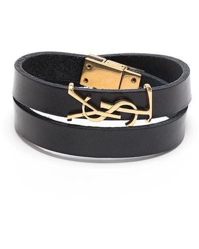 Saint Laurent Ysl Logo Wrap Bracelet - Black