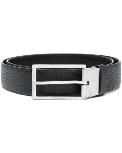Calvin Klein Logo-embossed Leather Belt - Black
