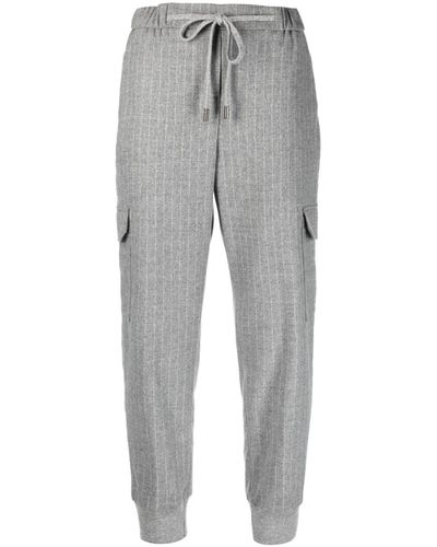 Peserico Pinstripe-pattern Cargo Trousers - Grey