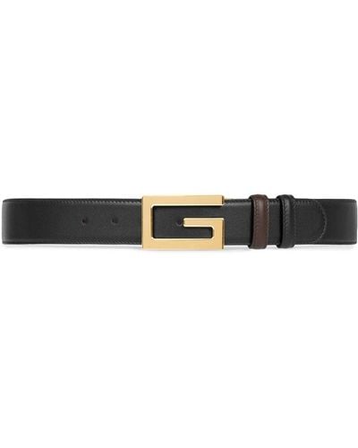 Gucci Reversible Belt With Square G Buckle - Black