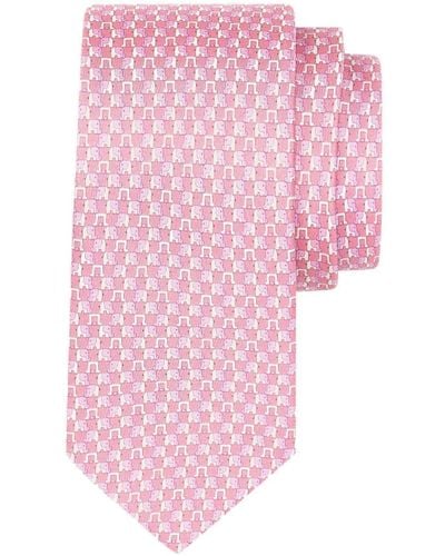 Ferragamo Elephant-print Silk Tie - Pink