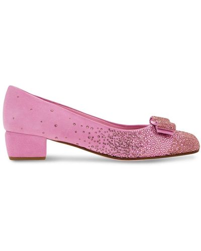 Ferragamo Vara 30mm Crystal-embellished Court Shoes - Pink