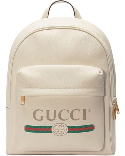 Gucci Print Leather Backpack - White