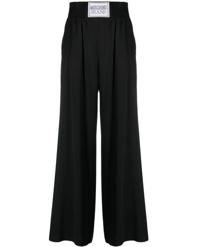 Moschino Jeans Pleated Wide-leg Trousers - Black