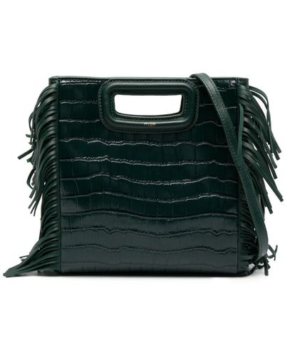 Maje M Crocodile-embossed Fringed Bag - Green