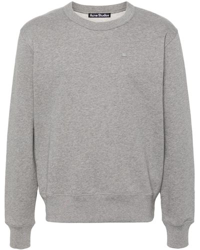 Acne Studios Face Logo-appliqué Cotton Sweatshirt - Grey