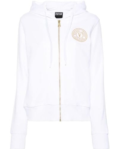 Versace Kapuzenjacke mit Logo-Stickerei - Weiß