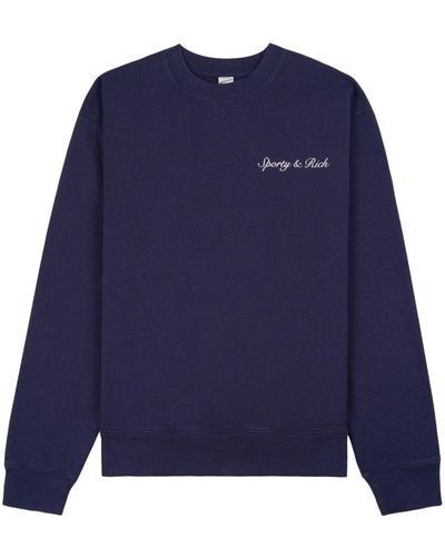 Sporty & Rich Syracuse Cotton Sweatshirt - Blue