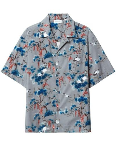 John Elliott Overhemd Met Botanische Print - Blauw