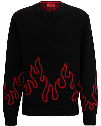 HUGO Intarsia-knit Sweater - Black