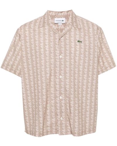 Lacoste Short-sleeve Geometric-print Shirt - Natural