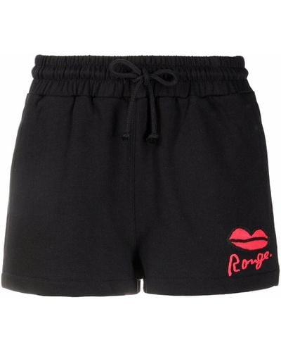 Sonia Rykiel Rouge-print Track Shorts - Black