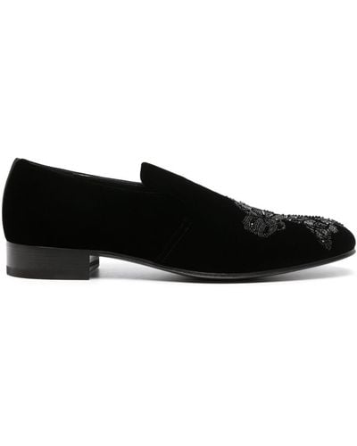 Alexander McQueen Beaded Velvet Loafers - Black