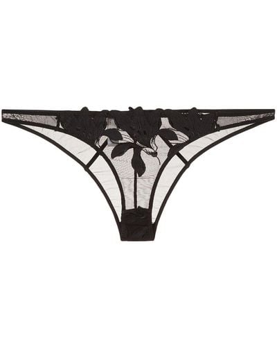 Fleur du Mal Lily Embroidered Cheeky - Black