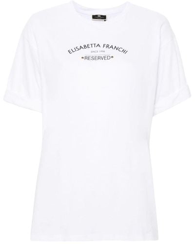 Elisabetta Franchi T-Shirt mit Logo-Print - Weiß