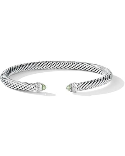David Yurman Sterling Silver Cable Classics Prasiolite And Diamond Bracelet - White