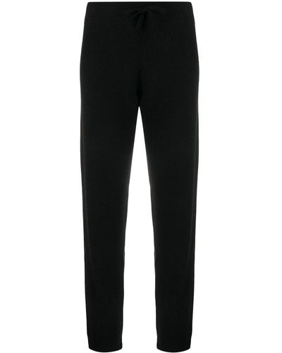 Cashmere In Love Ribbed-knit Track Trousers - Black