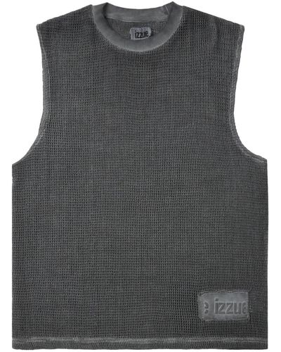 Izzue Logo-patch Cotton Vest - Gray