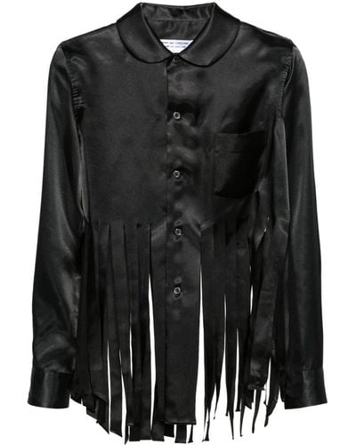 Comme des Garçons Fringe-detail Satin Shirt - Black