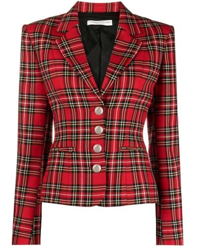 Alessandra Rich Americana Blazer Met Tartan Ruit - Rood