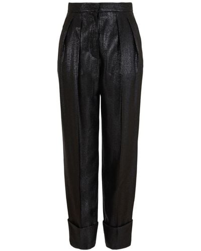 Giorgio Armani High-shine Tapered Pants - Black
