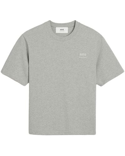 Ami Paris Katoenen T-shirt Met Logoprint - Grijs