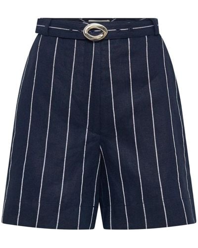 Nicholas Lavinia Striped Linen Shorts - Blue