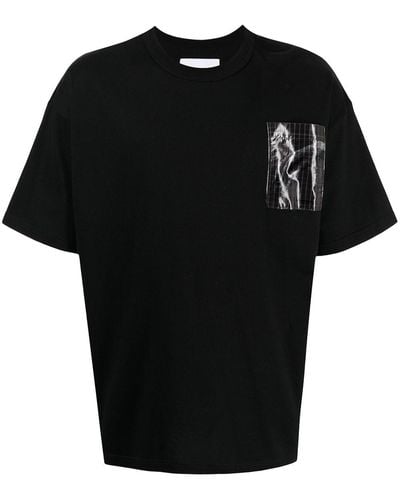 Yoshio Kubo Check Patch Pocket T-shirt - Black