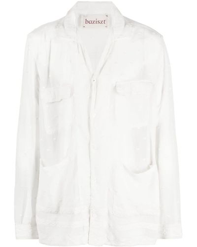 BAZISZT Semi-sheer Cotton Shirt - White