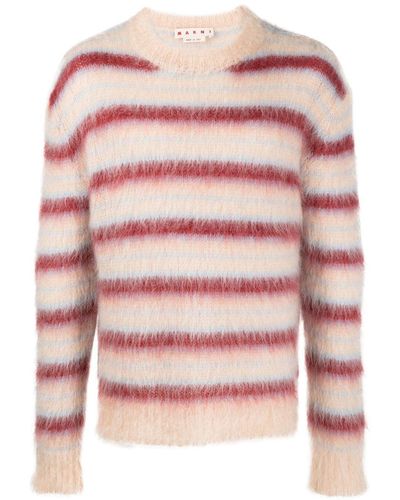 Marni Striped Brushed-effect Sweater - Pink