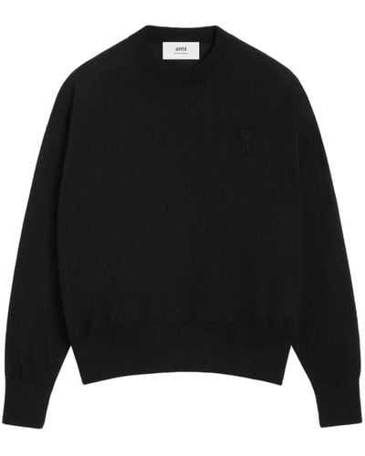 Ami Paris Ami De Coeur Wool Sweater - Black