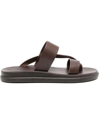 Ancient Greek Sandals Simos Leather Slides - Brown