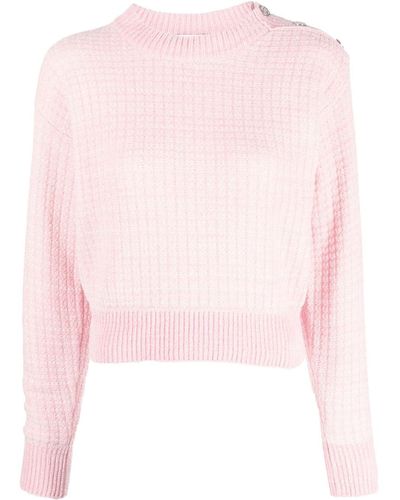 Moschino Jeans Button-detail Waffle-knit Sweater - Pink