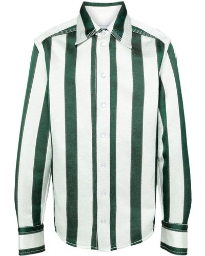 Bottega Veneta Striped Cotton Shirt - Green