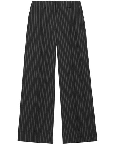 Ganni Pinstripe-pattern Wide-leg Pants - Gray