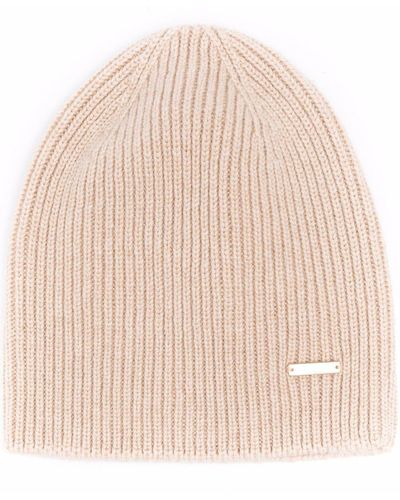 Woolrich Cashmere Ribbed Beanie - Natural
