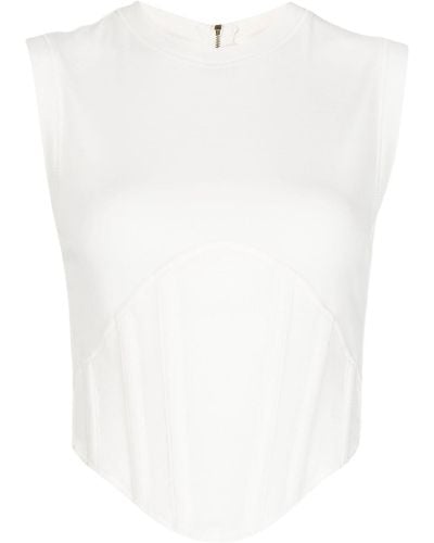 Dion Lee Fine-ribbed Corset Tank Top - White