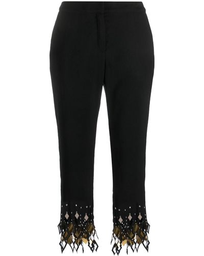 Rabanne Studded-ankles Cropped Trousers - Black