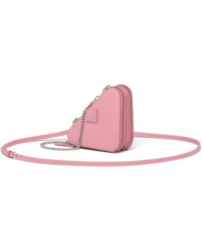 Prada Saffiano Leather Mini Pouch Bag - Pink
