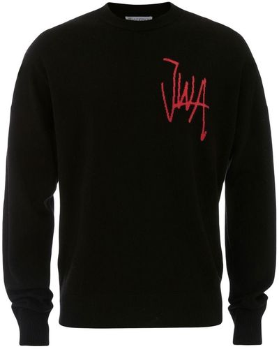 JW Anderson Logo-intarsia Merino-wool Sweater - Black