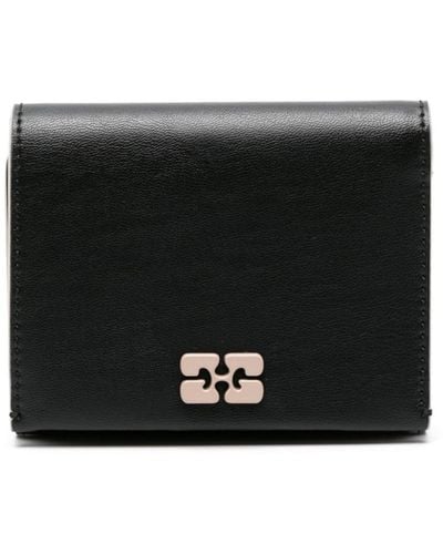 Ganni Tri-fold Leather Wallet - Black