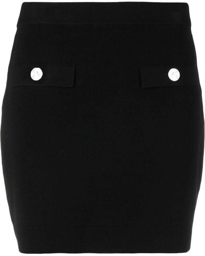 Michael Kors Logo-embossed Buttoned Miniskirt - Black
