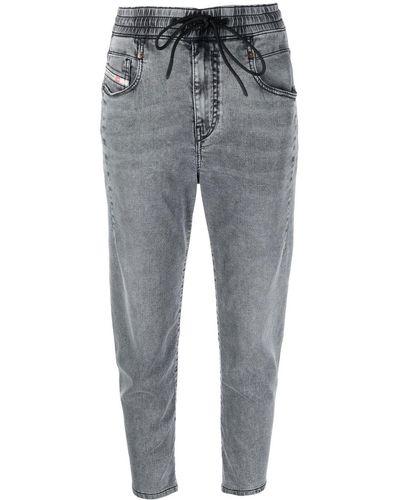 DIESEL Cropped-Jeans mit Kordelzug - Grau
