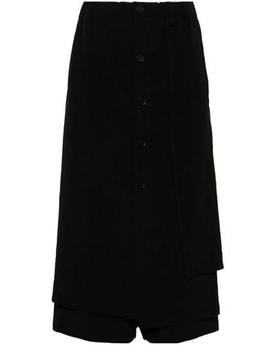 Yohji Yamamoto Wide-leg Cropped Trousers - Black