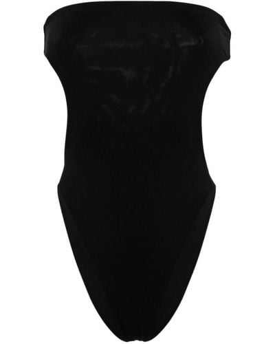 Saint Laurent Strapless Cut-out Swimsuit - Black